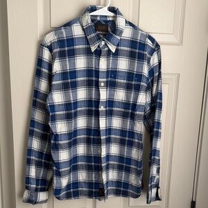 Jachs Men's Blue and White Plaid Shirt